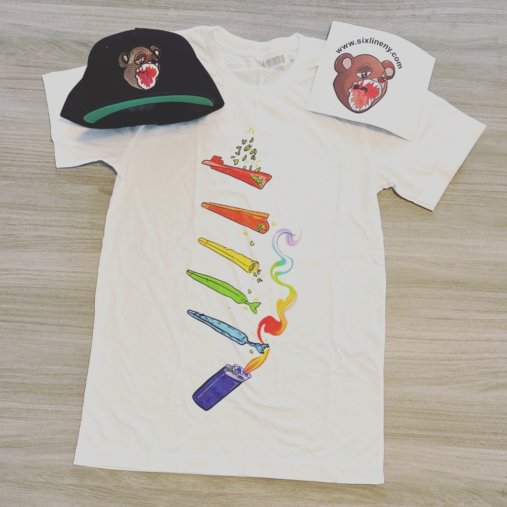 White Short Sleeve Tee with Vibrant Hot Sauce Design